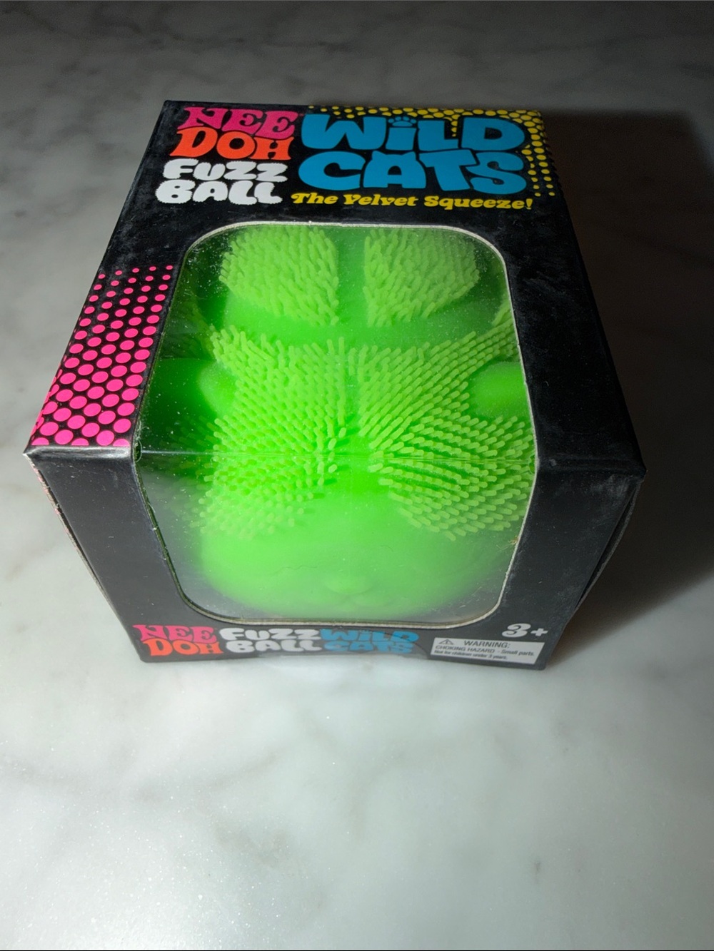 NWT NEE DOH VIRAL Neon Green Fuzz Ball Wild Cat Velvet Squeeze